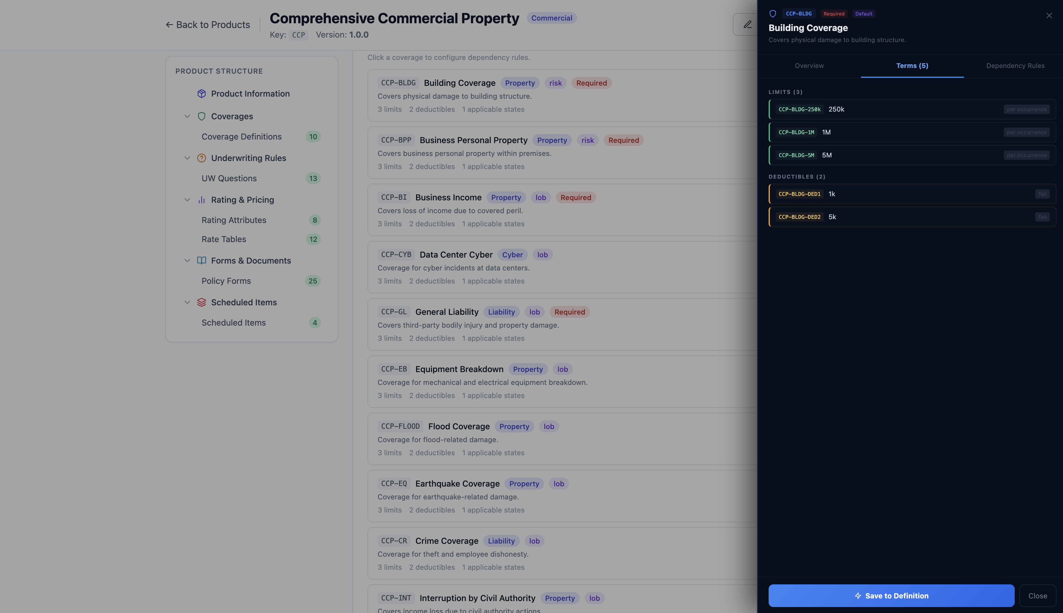 ProductCore coverage terms and limits